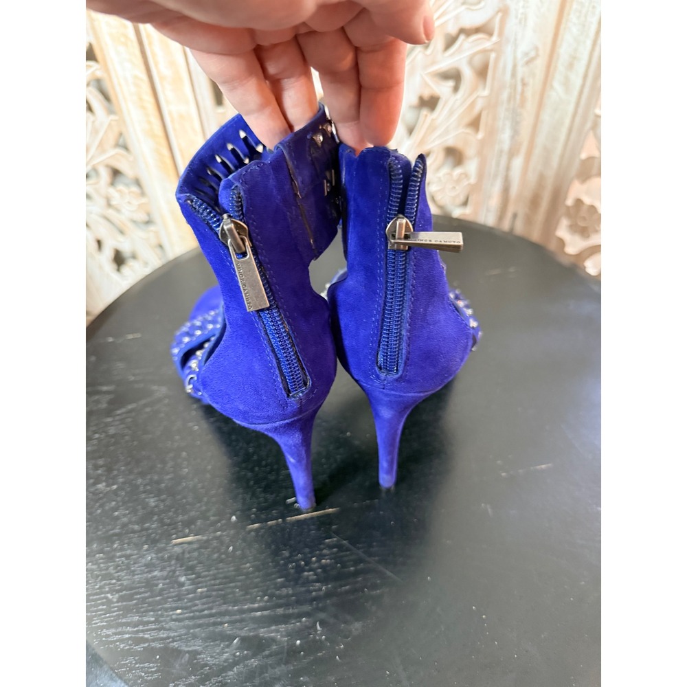 Vince Camuto Royal Blue Studded Caged Suede Stiletto Heels Womens 10M Open Toe - Picture 6 of 9